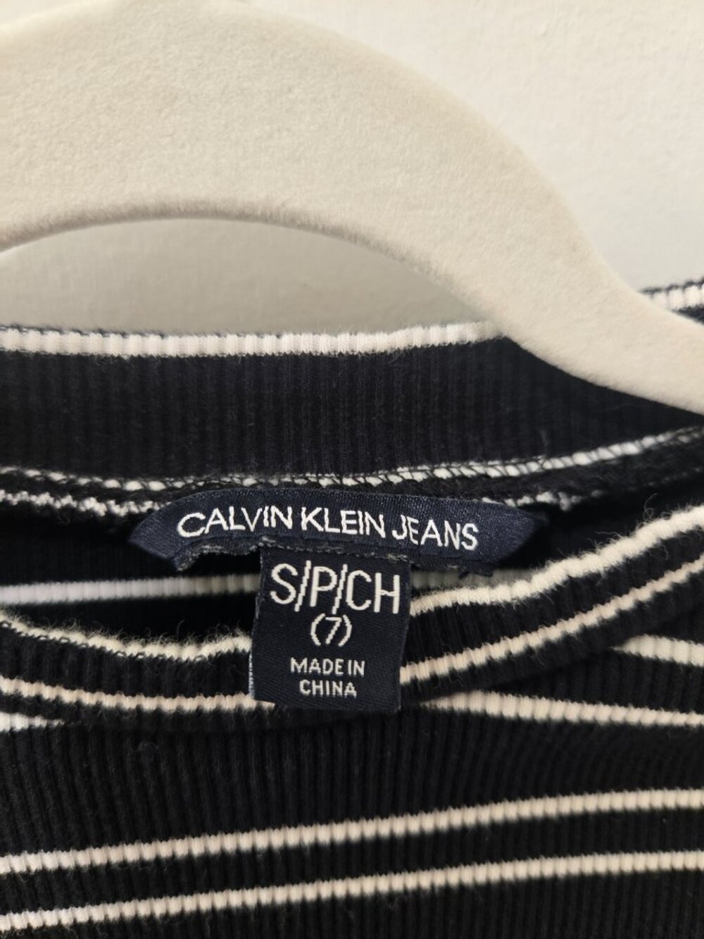 CALVIN KLEIN girls striped black and white long sleeve shirt - Picture 4 of 6